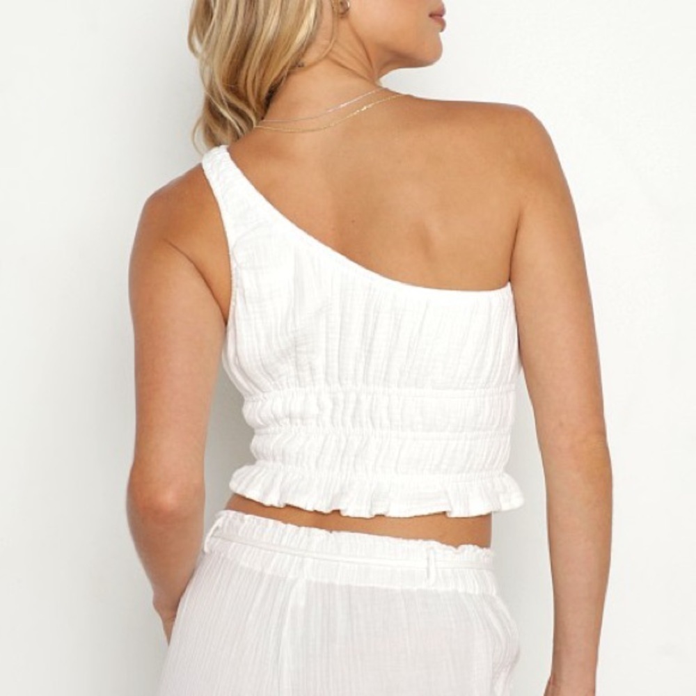 L Space Ivy One Shoulder Top Cream Gauze Beach Coastal Boho Small NWT - Picture 4 of 10